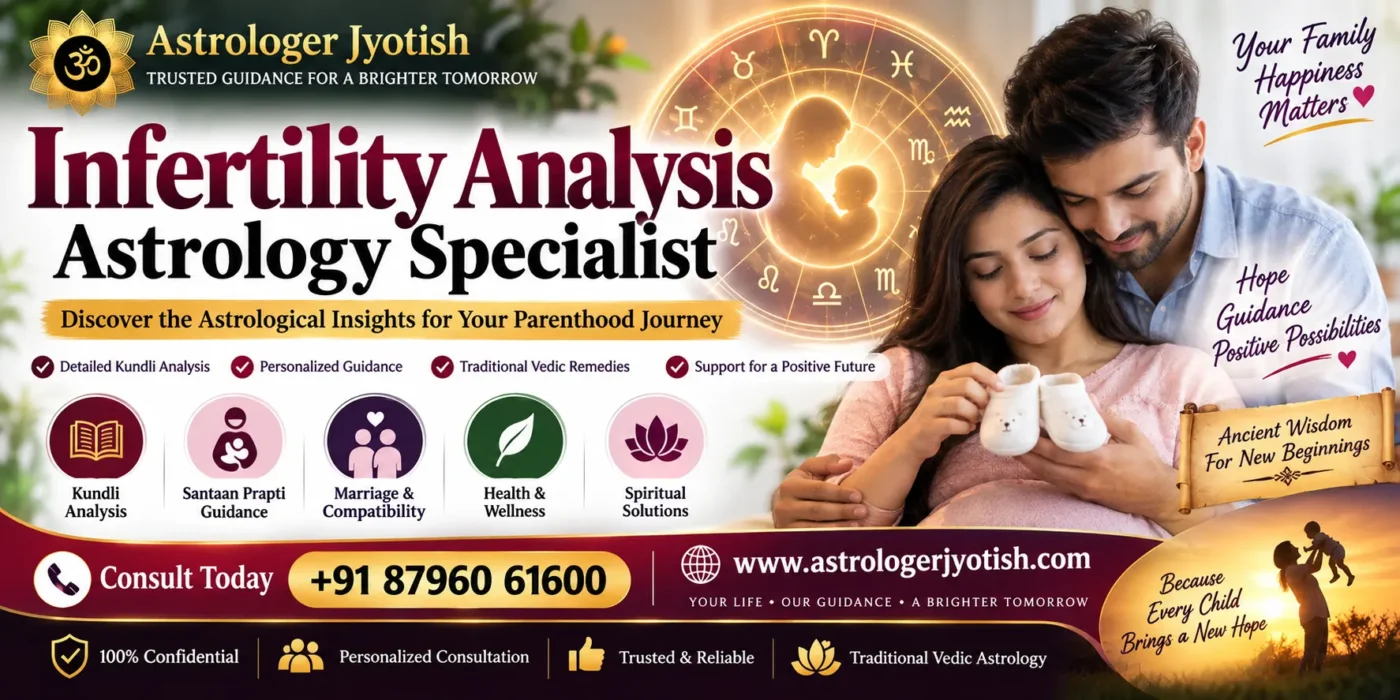 Infertility Analysis Astrology Specialist providing Vedic astrology guidance for fertility and childbirth-related concerns.
